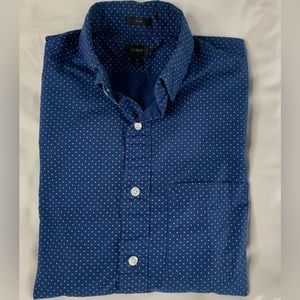 Blue with White Dot J Crew Secret Wash Cotton Button Down XS Slim
